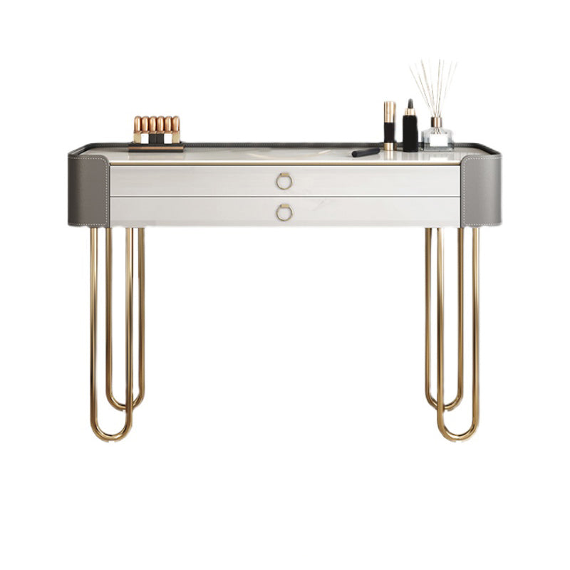 Bedroom Make-up Vanity Luxurious 2-Drawer Vanity Desk with Stool Clearhalo 'Bedroom Furniture' 'furn' 'furn_makeup_vanities' 'Furniture' 'Makeup Vanities' 'makeup_vanities' 5898615