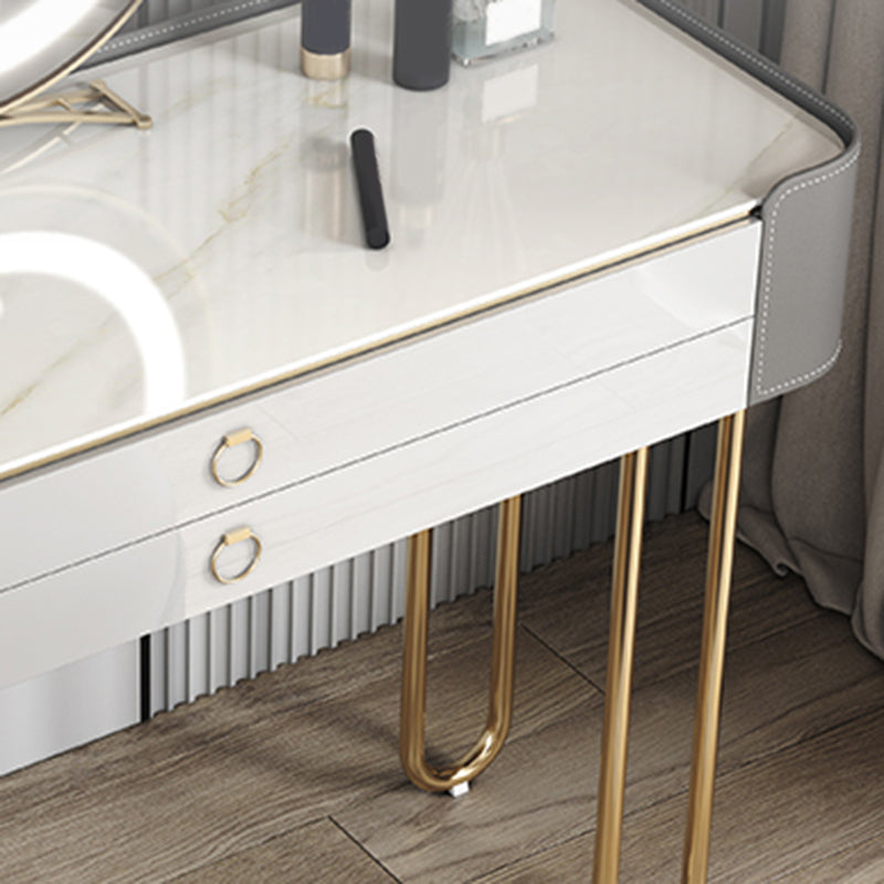 Bedroom Make-up Vanity Luxurious 2-Drawer Vanity Desk with Stool Clearhalo 'Bedroom Furniture' 'furn' 'furn_makeup_vanities' 'Furniture' 'Makeup Vanities' 'makeup_vanities' 5898618