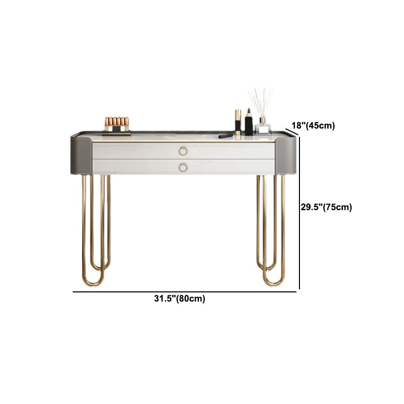 Bedroom Make-up Vanity Luxurious 2-Drawer Vanity Desk with Stool Clearhalo 'Bedroom Furniture' 'furn' 'furn_makeup_vanities' 'Furniture' 'Makeup Vanities' 'makeup_vanities' 5898622