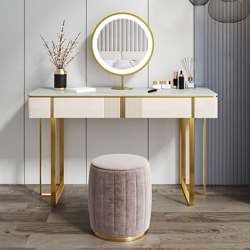 2 -schüchternen Waschtisch -Make -up -Tisch -Eitelkeitshocker in Weiß - 29,53 "H.