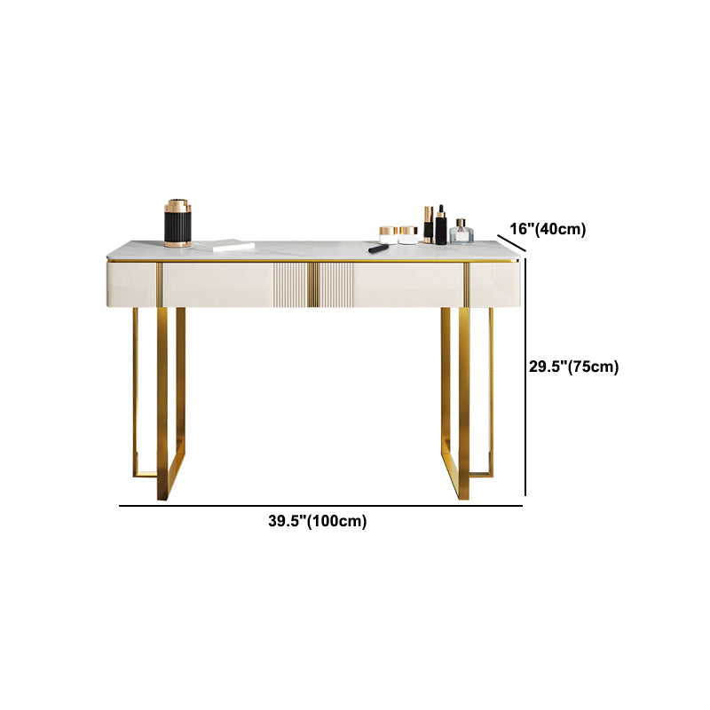 2 -schüchternen Waschtisch -Make -up -Tisch -Eitelkeitshocker in Weiß - 29,53 "H.