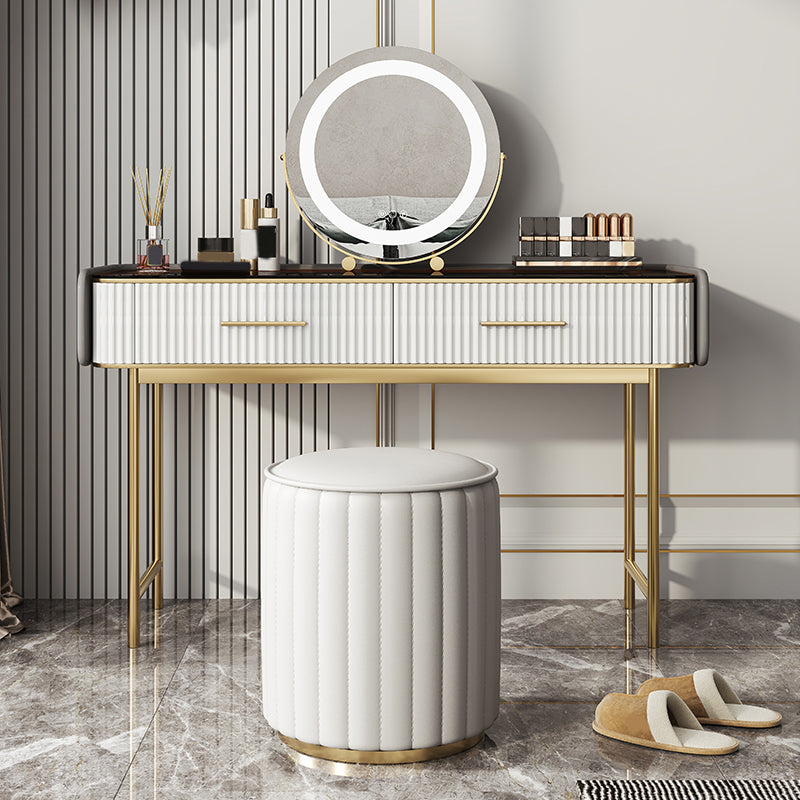 Glam Glass Top ijdelheid make -uptafel ontlasting ingesteld met opbergladen