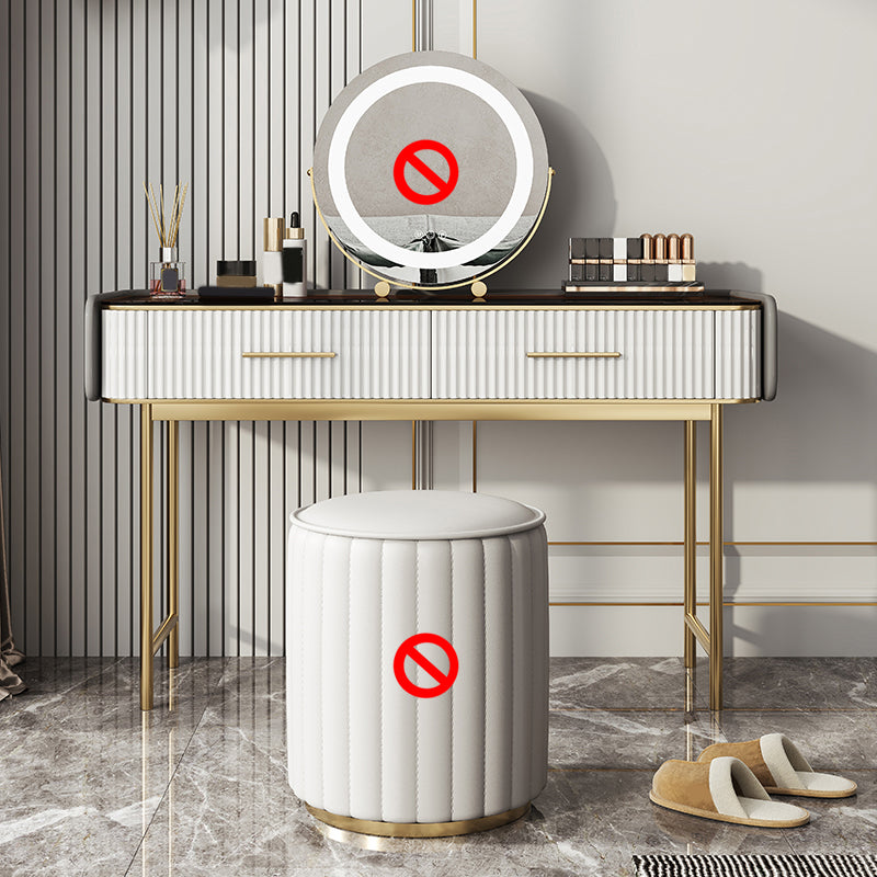 Glam Glass Top ijdelheid make -uptafel ontlasting ingesteld met opbergladen