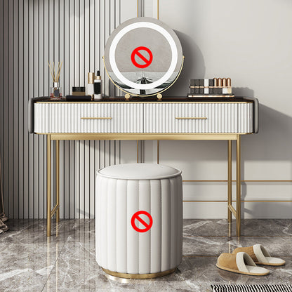 Glam Glass Top ijdelheid make -uptafel ontlasting ingesteld met opbergladen