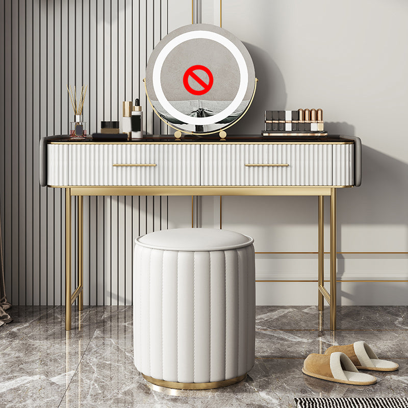 Glam Glass Top ijdelheid make -uptafel ontlasting ingesteld met opbergladen