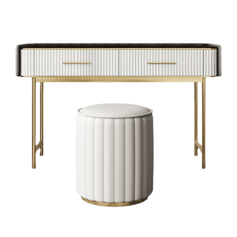 Glam Glass Top ijdelheid make -uptafel ontlasting ingesteld met opbergladen