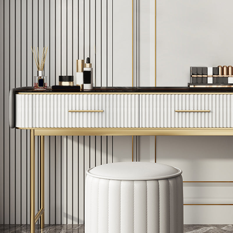 Glam Glass Top ijdelheid make -uptafel ontlasting ingesteld met opbergladen