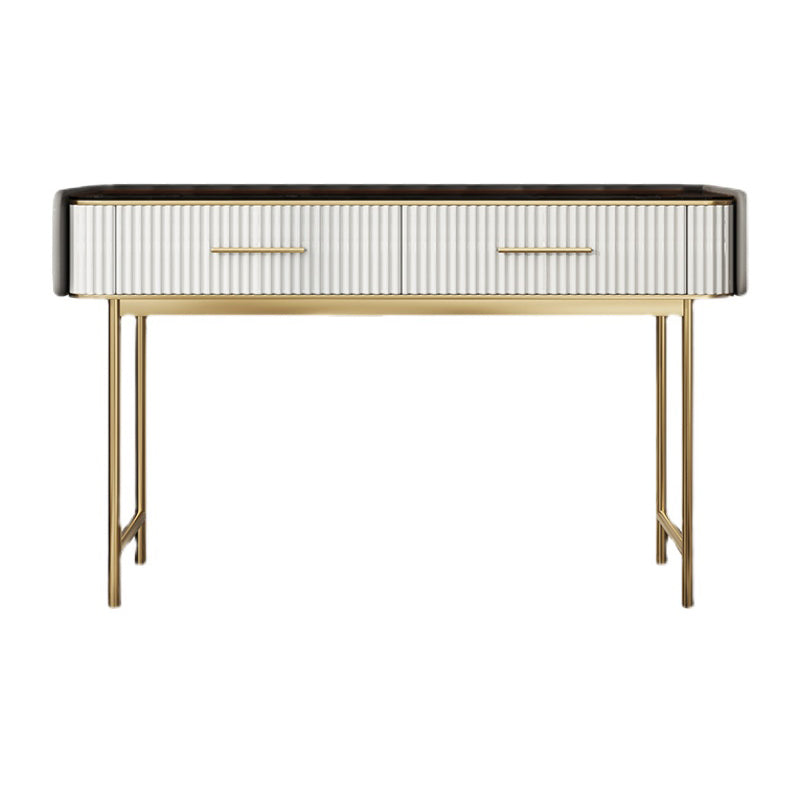 Glam Glass Top ijdelheid make -uptafel ontlasting ingesteld met opbergladen