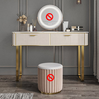 Vanidad blanca contemporánea con taburete de 17.72 "D Juego de tocador con 2 cajones