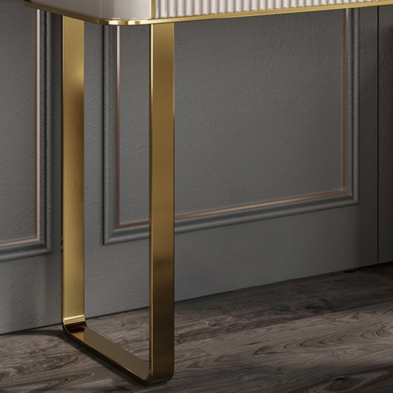 Vanidad blanca contemporánea con taburete de 17.72 "D Juego de tocador con 2 cajones