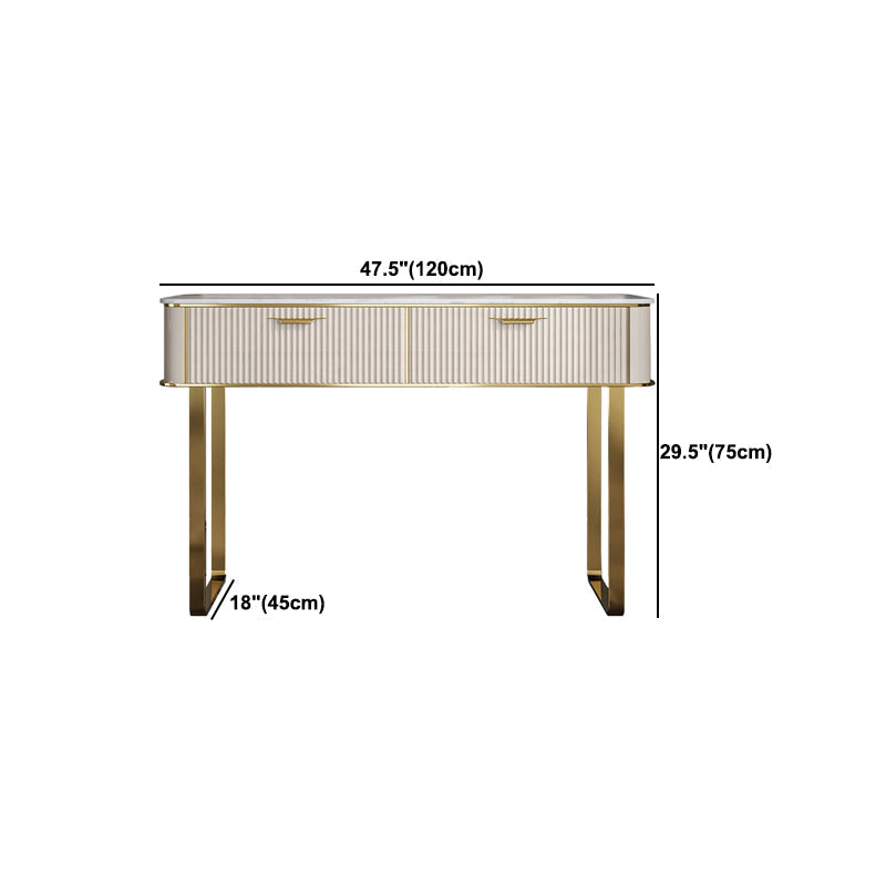 Vanidad blanca contemporánea con taburete de 17.72 "D Juego de tocador con 2 cajones
