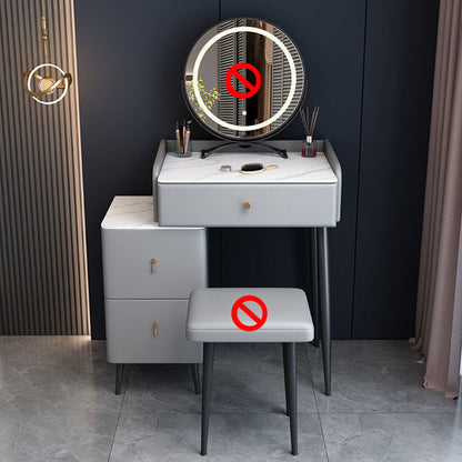 Moderne 3 Schubladen Eitelkeitstisch 23.62 "W Stone Top Dressing Tischhocker Set