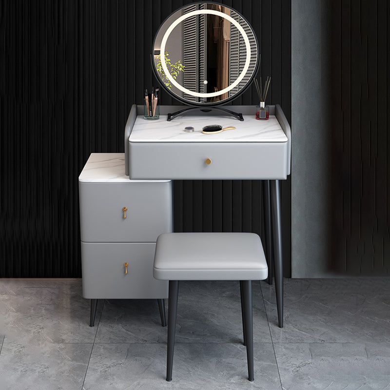 Moderne 3 Schubladen Eitelkeitstisch 23.62 "W Stone Top Dressing Tischhocker Set