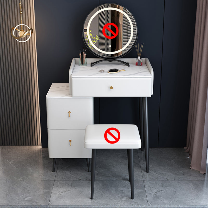 Moderne 3 Schubladen Eitelkeitstisch 23.62 "W Stone Top Dressing Tischhocker Set