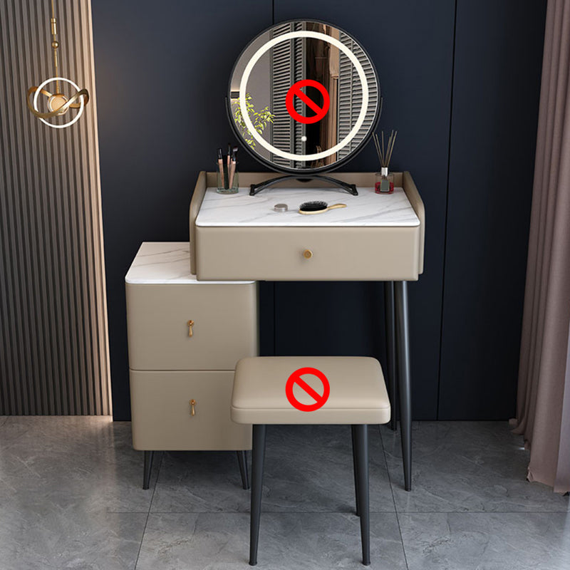 Moderne 3 Schubladen Eitelkeitstisch 23.62 "W Stone Top Dressing Tischhocker Set