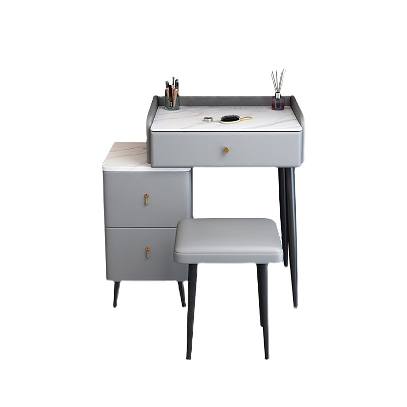 Moderne 3 Schubladen Eitelkeitstisch 23.62 "W Stone Top Dressing Tischhocker Set