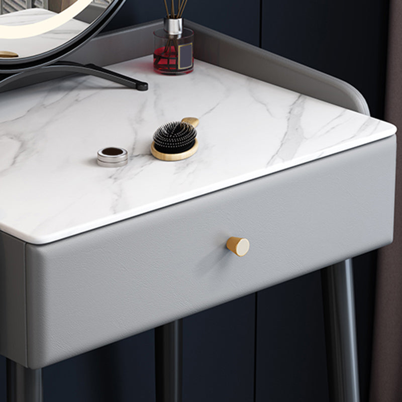 Moderne 3 Schubladen Eitelkeitstisch 23.62 "W Stone Top Dressing Tischhocker Set