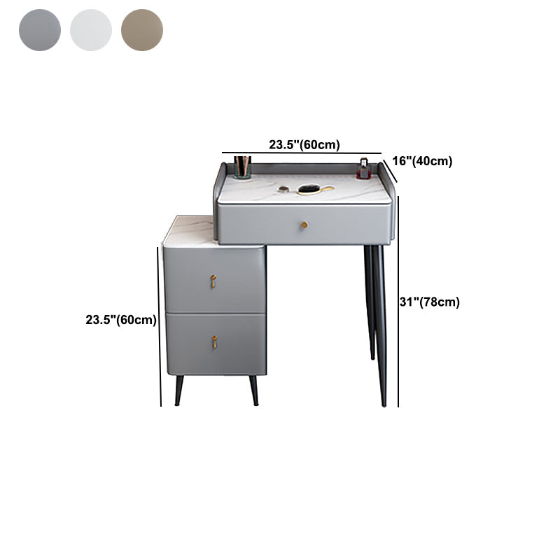 Moderne 3 Schubladen Eitelkeitstisch 23.62 "W Stone Top Dressing Tischhocker Set
