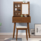 Solid Wood Vanity Table Set 3-Drawer Makeup Vanity Table with Mirror and Stool Clearhalo 'Bedroom Furniture' 'furn' 'furn_makeup_vanities' 'Furniture' 'Makeup Vanities' 'makeup_vanities' 5898695