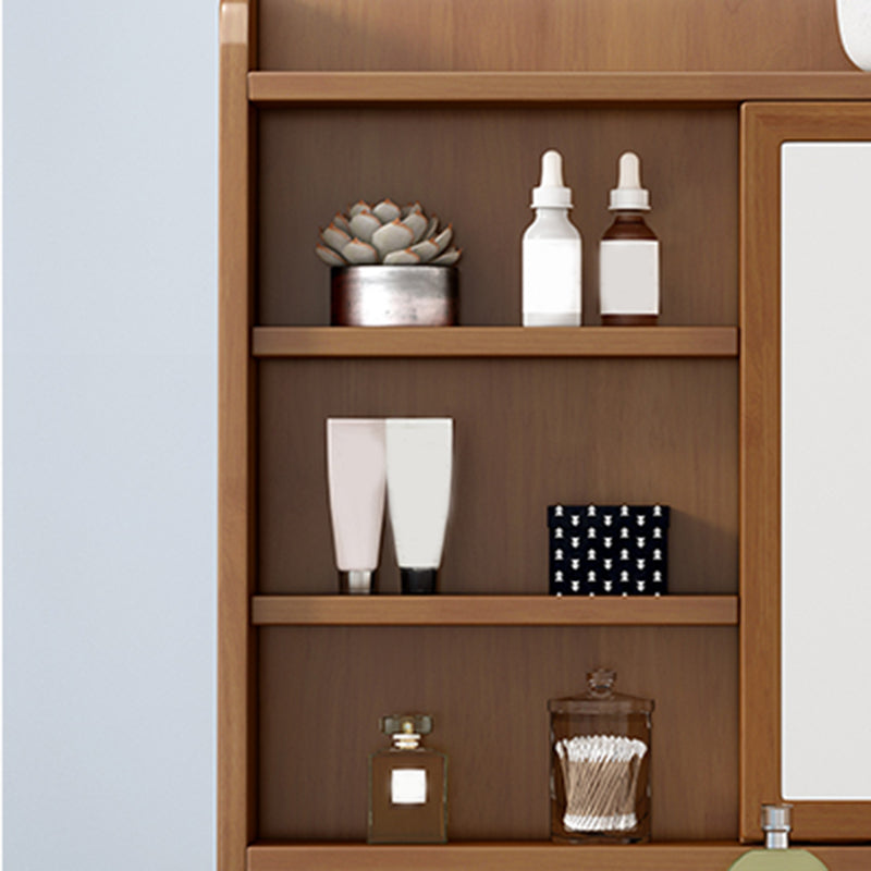 Solid Wood Vanity Table Set 3-Drawer Makeup Vanity Table with Mirror and Stool Clearhalo 'Bedroom Furniture' 'furn' 'furn_makeup_vanities' 'Furniture' 'Makeup Vanities' 'makeup_vanities' 5898702