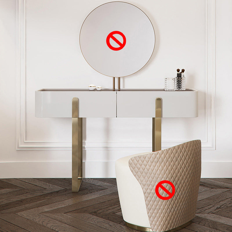 Brown Glass Top Vanity Table Glam Simple 29.53" H Dressing Table Set Makeup Vanity Clearhalo 'Bedroom Furniture' 'furn' 'furn_makeup_vanities' 'Furniture' 'Makeup Vanities' 'makeup_vanities' 5898712