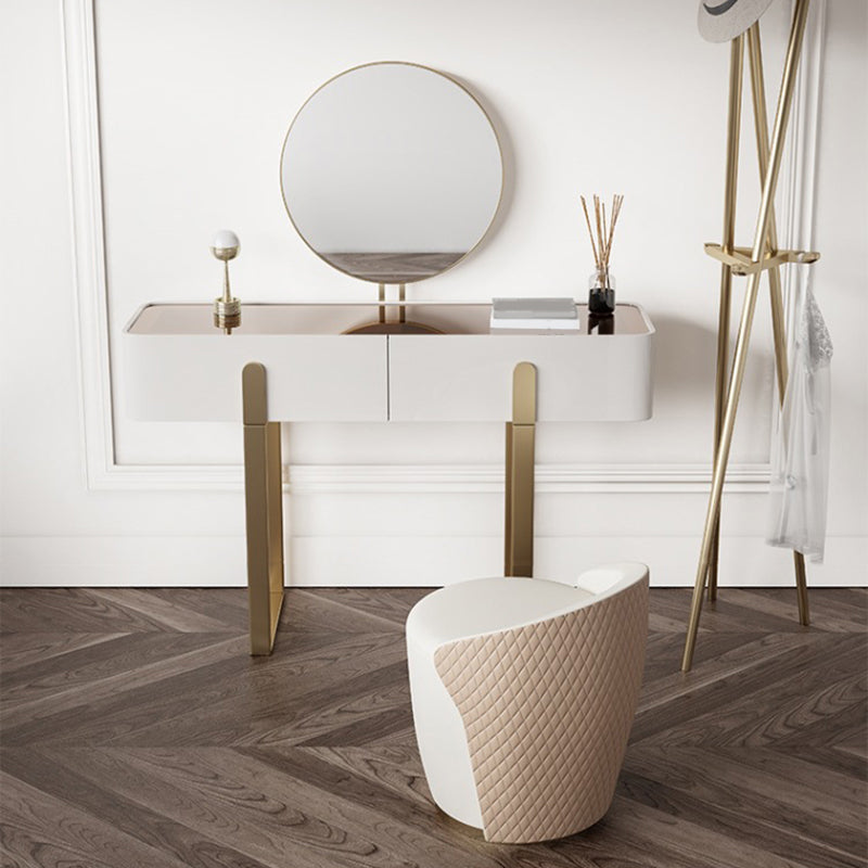 Brown Glass Top Vanity Table Glam Simple 29.53" H Dressing Table Set Clearhalo 'Bedroom Furniture' 'furn' 'furn_makeup_vanities' 'Furniture' 'Makeup Vanities' 'makeup_vanities' 5898715