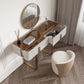 Brown Glass Top Vanity Table Glam Simple 29.53" H Dressing Table Set Clearhalo 'Bedroom Furniture' 'furn' 'furn_makeup_vanities' 'Furniture' 'Makeup Vanities' 'makeup_vanities' 5898716