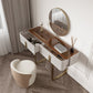 Brown Glass Top Vanity Table Glam Simple 29.53" H Dressing Table Set Clearhalo 'Bedroom Furniture' 'furn' 'furn_makeup_vanities' 'Furniture' 'Makeup Vanities' 'makeup_vanities' 5898723