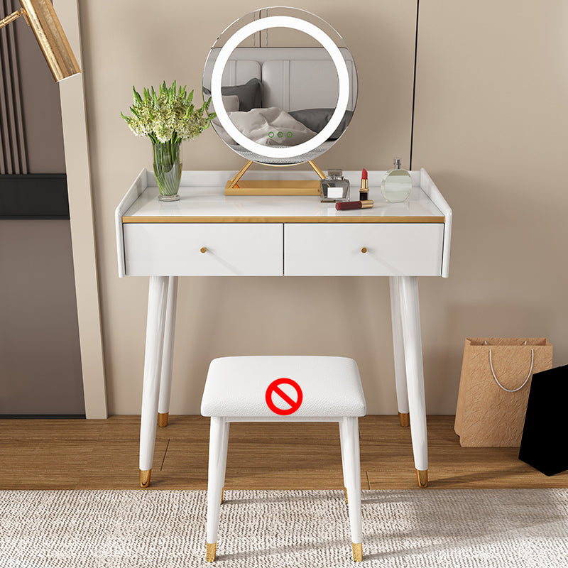 Tabella di vanità per trucco da 31,5 "W imposta in bianco con 2 cassetti