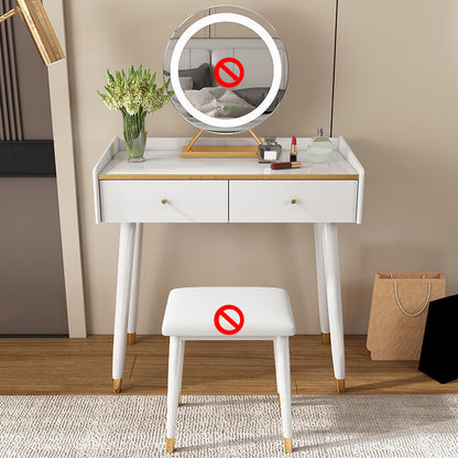 Tabella di vanità per trucco da 31,5 "W imposta in bianco con 2 cassetti