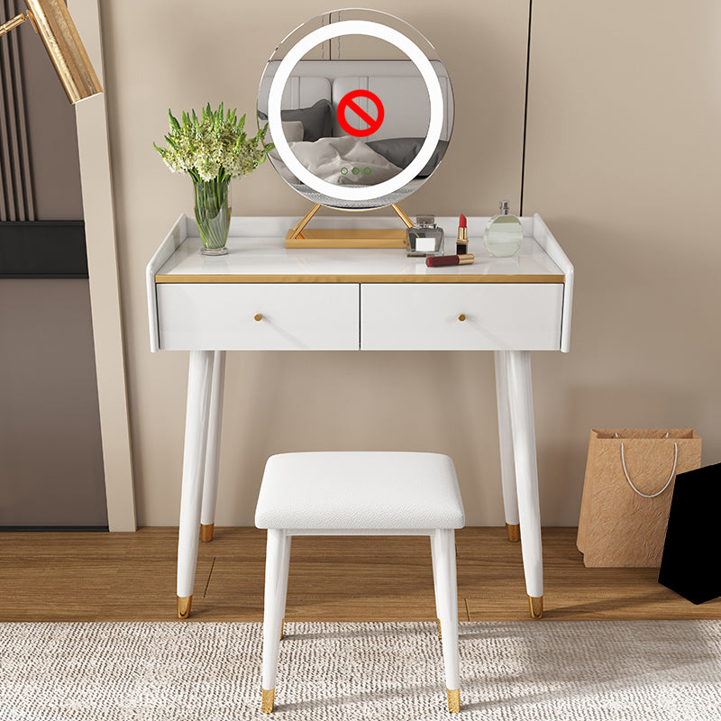 Tabella di vanità per trucco da 31,5 "W imposta in bianco con 2 cassetti