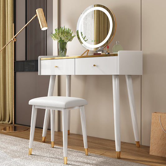 31.5" W Makeup Vanity Table Set in White with 2 Storage Drawers