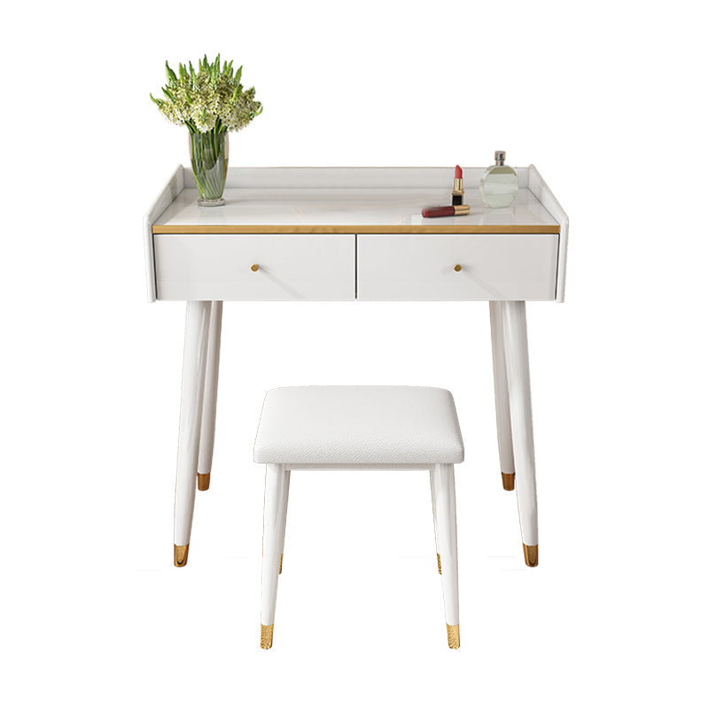 Tabella di vanità per trucco da 31,5 "W imposta in bianco con 2 cassetti