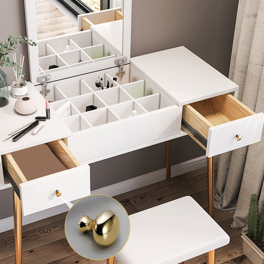 White Flip-Top Makeup Vanity Set Modern 29.53" H Dresser with Storage
