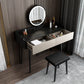 Coiffeuse contemporaine à 2 tiroirs avec plateau en pierre noire et tabouret