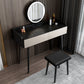 Coiffeuse contemporaine à 2 tiroirs avec plateau en pierre noire et tabouret