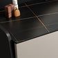Coiffeuse contemporaine à 2 tiroirs avec plateau en pierre noire et tabouret
