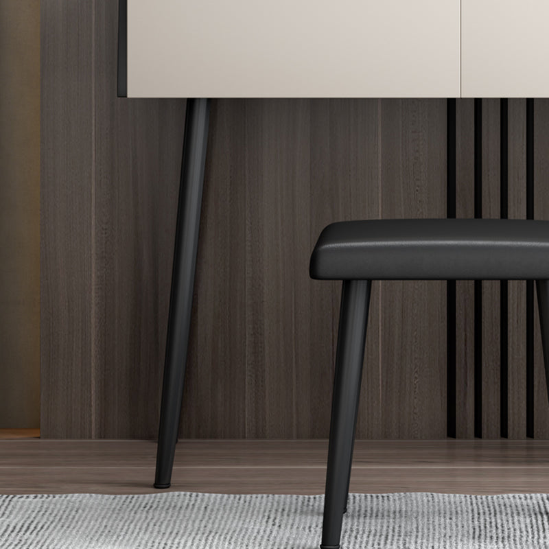 Coiffeuse contemporaine à 2 tiroirs avec plateau en pierre noire et tabouret