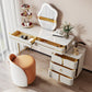 White Glam Vanity Dressing Table Set with Stool & 5 Storage Drawers Clearhalo 'Bedroom Furniture' 'furn' 'furn_makeup_vanities' 'Furniture' 'Makeup Vanities' 'makeup_vanities' 5898825