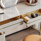 White Glam Vanity Dressing Table Set with Stool & 5 Storage Drawers Clearhalo 'Bedroom Furniture' 'furn' 'furn_makeup_vanities' 'Furniture' 'Makeup Vanities' 'makeup_vanities' 5898829