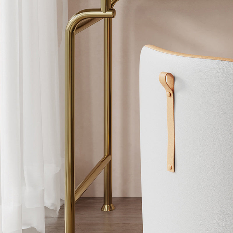 White Glam Vanity Dressing Table Set with Stool & 5 Storage Drawers Clearhalo 'Bedroom Furniture' 'furn' 'furn_makeup_vanities' 'Furniture' 'Makeup Vanities' 'makeup_vanities' 5898830