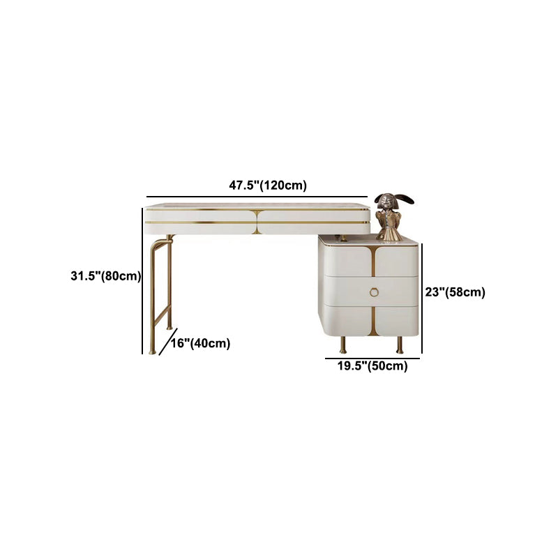 White Glam Vanity Dressing Table Set with Stool & 5 Storage Drawers Clearhalo 'Bedroom Furniture' 'furn' 'furn_makeup_vanities' 'Furniture' 'Makeup Vanities' 'makeup_vanities' 5898835