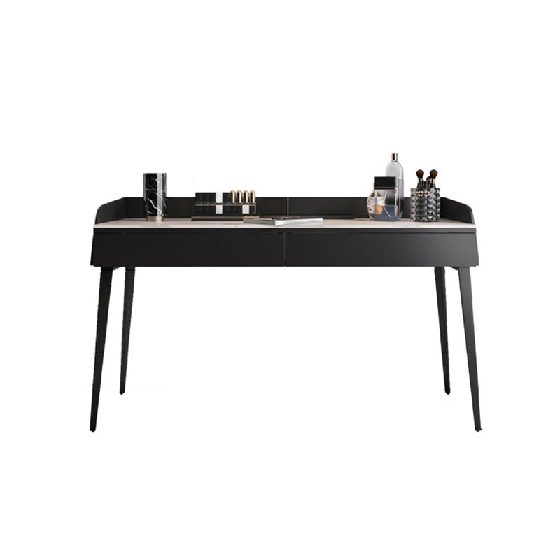 Contemporáneo de tocador de piedra Set 2 Cajones de almacenamiento con taburetes - 33.46 "H