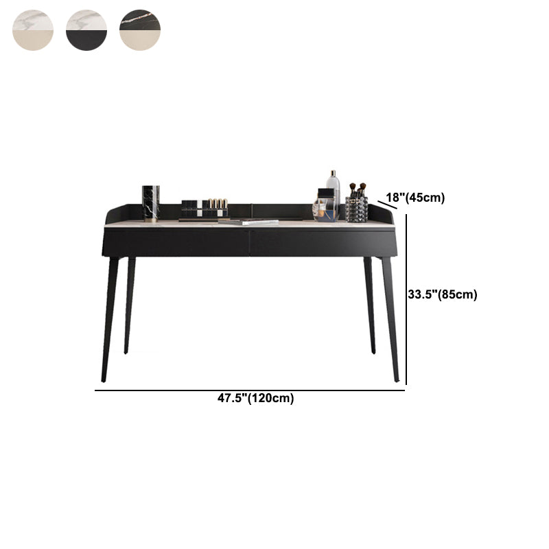 Contemporáneo de tocador de piedra Set 2 Cajones de almacenamiento con taburetes - 33.46 "H