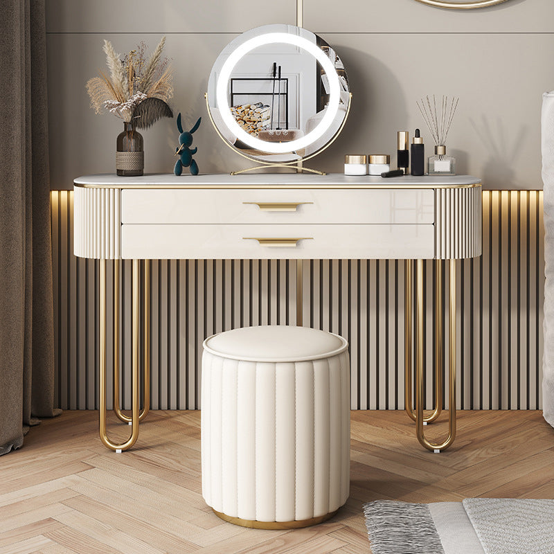 2つの引き出しメイクアップテーブルデスクスツールの女性のための虚栄心-17.72 "D