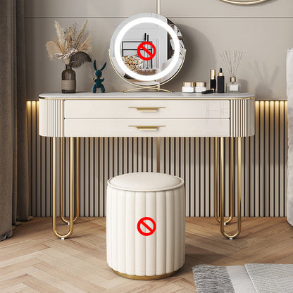 2つの引き出しメイクアップテーブルデスクスツールの女性のための虚栄心-17.72 "D