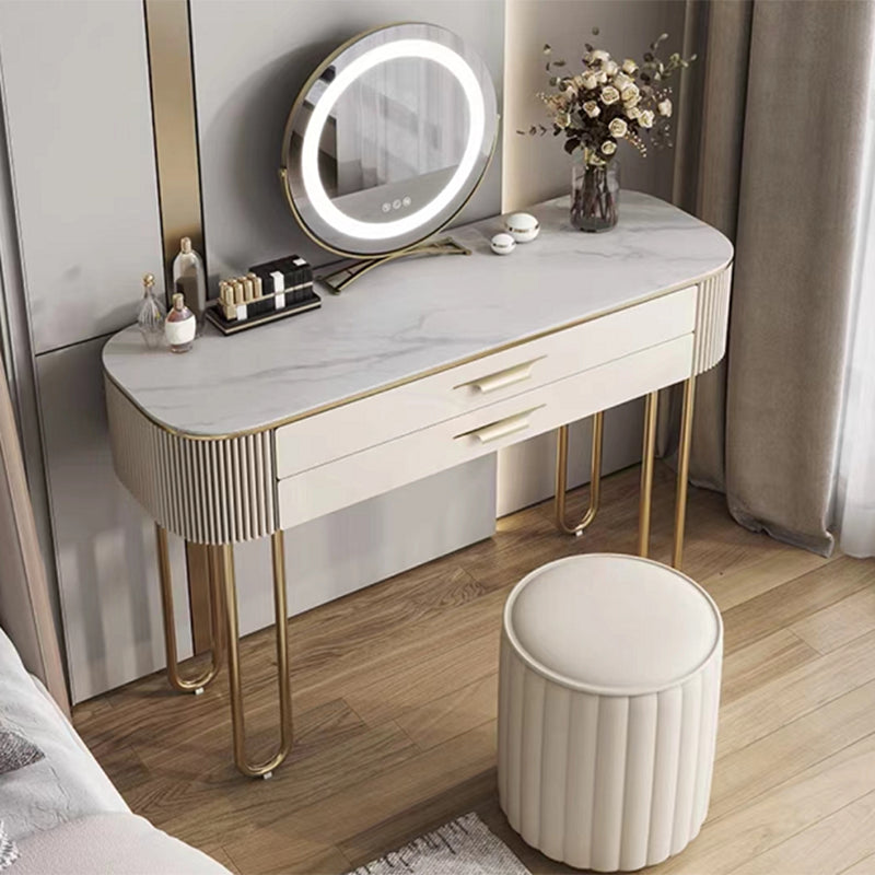 2つの引き出しメイクアップテーブルデスクスツールの女性のための虚栄心-17.72 "D