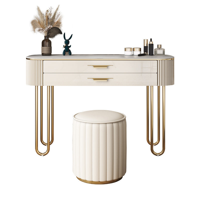 2つの引き出しメイクアップテーブルデスクスツールの女性のための虚栄心-17.72 "D