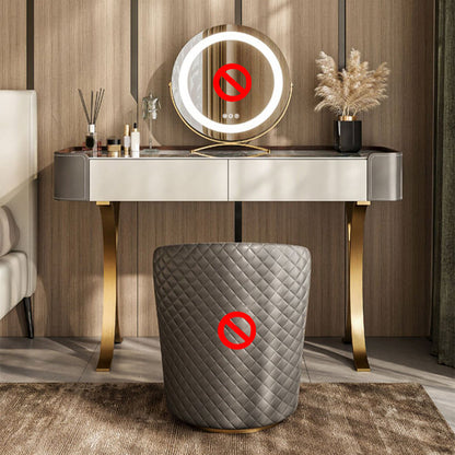 2 cajones de tocador con taburete Glam Stone Top Manaup Tocador de tocador