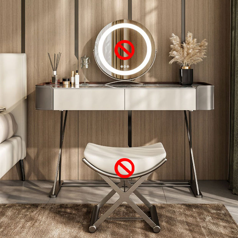 2 cajones de tocador con taburete Glam Stone Top Manaup Tocador de tocador